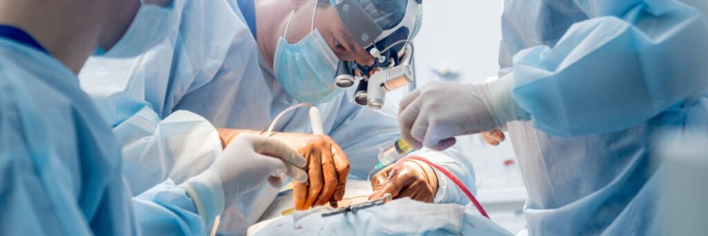 Surgical team performing procedure in operating room, focusing on vaginal mesh complications and related risks in women's health.