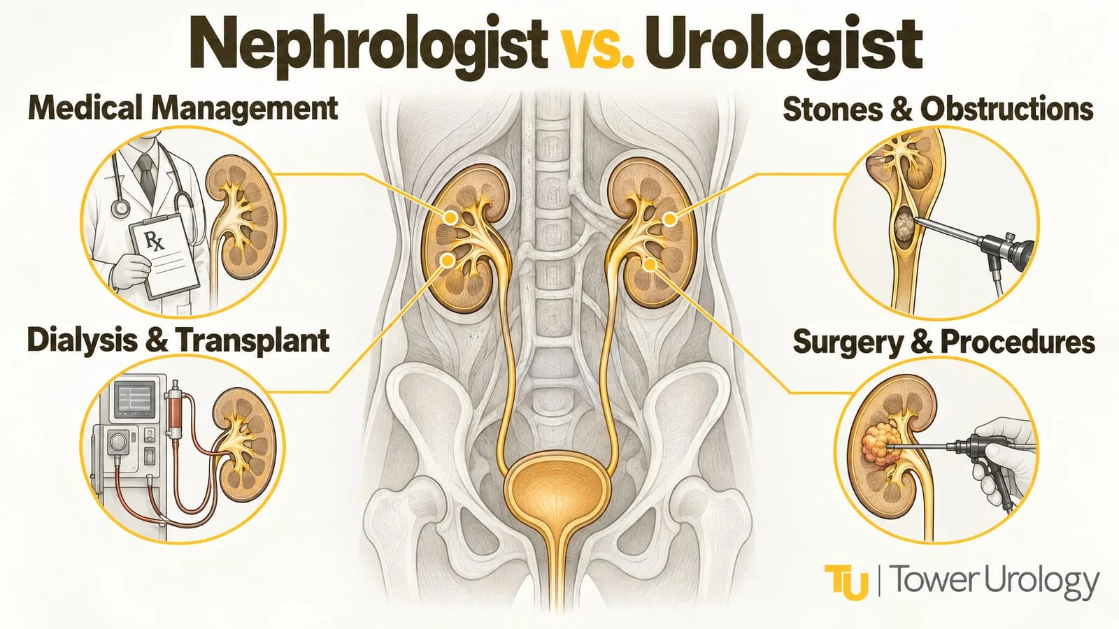 Kidney Doctor in Los Angeles: Urologist or Nephrologist? — infographic