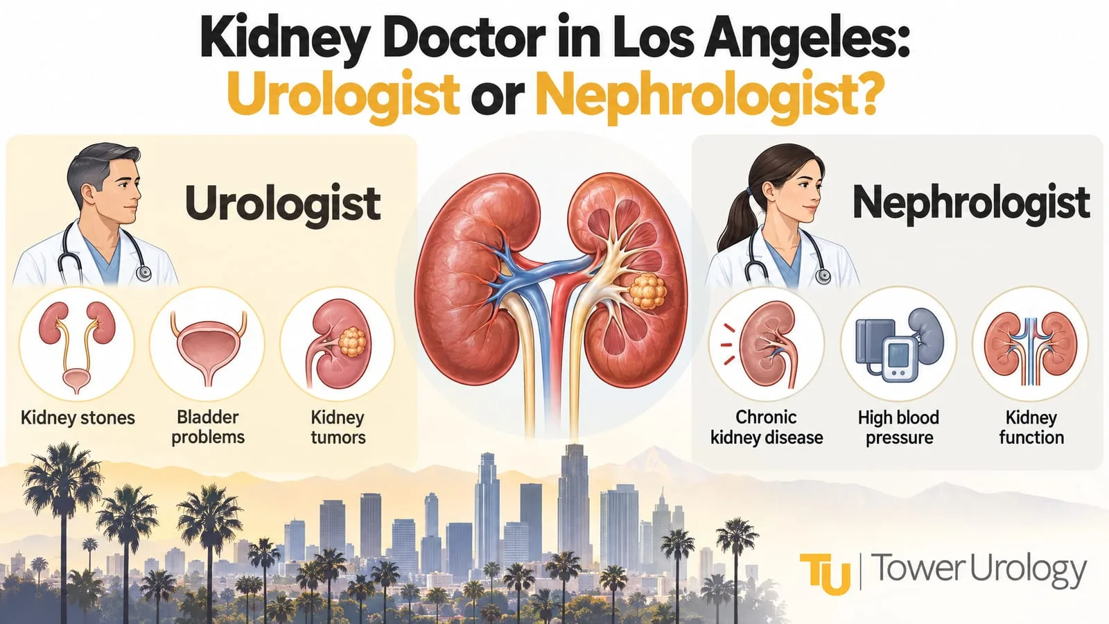 Kidney Doctor in Los Angeles: Urologist or Nephrologist? — infographic